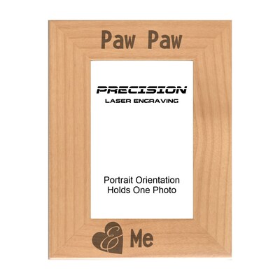 Grandpa Picture Frame Paw Paw and Me Heart Engraved Natural Wood Picture Frame (WF-194) Fathers Day - image2